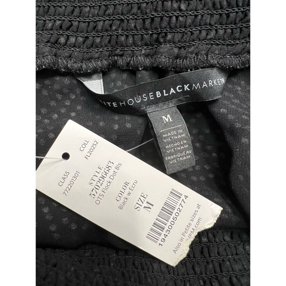 WHBM Black Off The Shoulder Velvet Flocked Dot Blouse Girls Night Out Whimsigoth - Picture 7 of 10